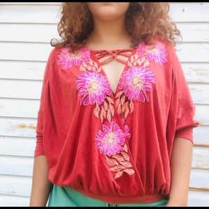 Beautiful Free People Half Sleeve Fall Blouse